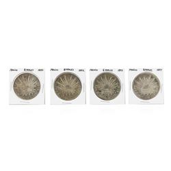 Set of (4) 8 Reales Mexico Silver Coins 1890, 1892, 1893 & 1897
