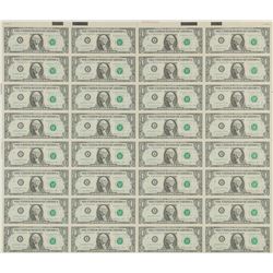 Rare 1981 $1 Uncut Sheet with Mismatch Serial Error