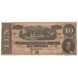 1864 $10 Confederate States of America Note