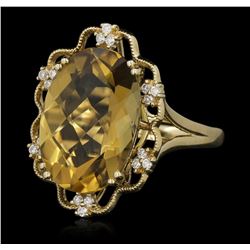 14KT Yellow Gold 8.44ct Citrine and Diamond Ring