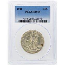 1946 Walking Liberty Half Dollar Coin PCGS MS64