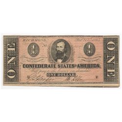 1864 $1 Confederate States of America Note