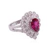 Image 2 : 14KT White Gold 1.64ct Pink Tourmaline and Diamond Ring