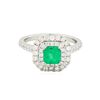 Image 2 : 18KT White Gold 0.63ct Emerald and Diamond Ring