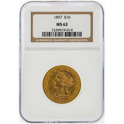 1897 $10 Liberty Head Eagle Gold Coin NGC Graded MS62