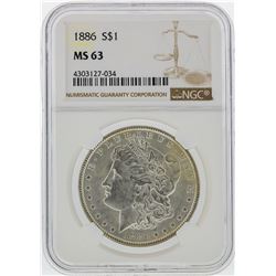 1886 $1 Morgan Silver Dollar NGC Graded MS63