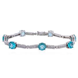 14KT White Gold 6.07ct Apatite and Diamond Bracelet