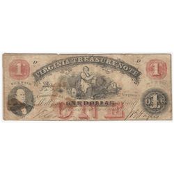 October 21, 1862 $1 Virginia Treasury Note