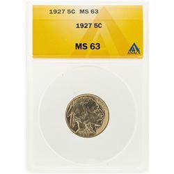 1927 Buffalo Nickel Coin ANACS Graded MS63