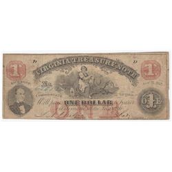 October 21, 1862 $1 Virginia Treasury Note
