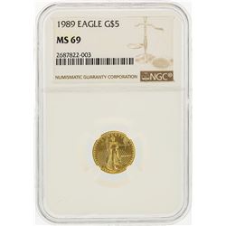1989 $5 American Gold Eagle Coin NGC Graded MS69