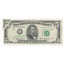 1950-D $5 Federal Reserve Note ERROR Gutterfold