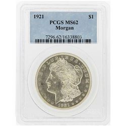 1921 $1 Peace Silver Dollar PCGS Graded MS62