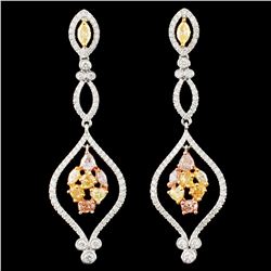 18K Gold 2.54ctw Fancy Color Diamond Earrings