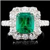 Image 1 : 18K Gold 2.39ct Emerald & 1.43ct Diamond Ring