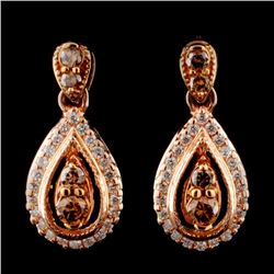 14K Rose Gold 0.66ctw Fancy Color Diamond Earrings