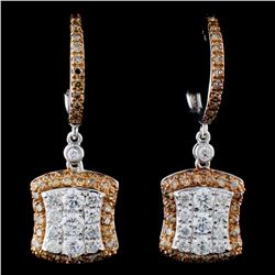 14K White Gold 1.70ctw Fancy Color Diamond Earring