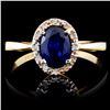 Image 1 : 14K Yellow Gold 1.00ct Sapphire & 0.05ct Diamond R
