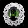 Image 1 : 18K Gold 10.19ct Tourmaline & 2.12ct Diamond Ring