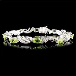 14K Gold 4.88ct Peridot & 0.25ctw Diamond Bracelet