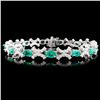 Image 1 : 14K Gold 6.10ctw Emerald & 1.85ctw Diamond Bracele