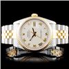 Image 1 : Rolex YG/SS DateJust 36mm Ivory Pyramid Wristwatch