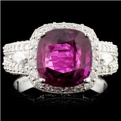 *GIA 18K Gold 3.71ct Ruby & 1.39ctw Diamond Ring