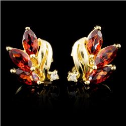 14K Gold 1.00ctw Tourmaline & 0.05ct Diamond Earri