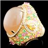 Image 2 : 18K Gold 22.30ct Moonstone & 0.79ctw Diamond Ring
