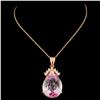 Image 2 : 14K Gold 25.50ct Kunzite & 0.40ctw Diamond Pendant