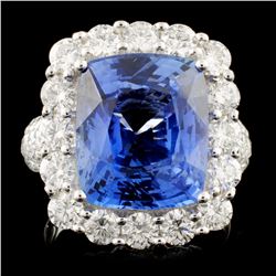 *GIA 18K Gold 9.28ct Sapphire & 2.70ctw Diam Ring