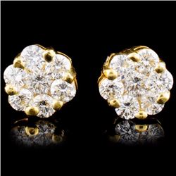 18K Gold 0.92ctw Diamond Earrings