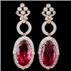 Image 1 : 18K Gold 35.22ct Rubellite & 3.40ct Diamond Earrin