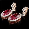Image 2 : 18K Gold 35.22ct Rubellite & 3.40ct Diamond Earrin