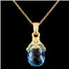 Image 1 : 18K Gold 21.62ct Topaz & 0.24ctw Diamond Pendant