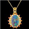 Image 2 : 14K Gold 2.50ct Opal & 0.35ctw Diamond Pendant