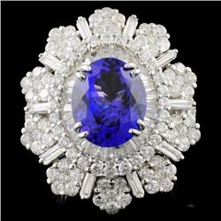 18K Gold 4.15ct Tanzanite & 3.65ctw Diamond Ring