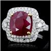 Image 2 : 18K Gold 5.98ct Ruby & 1.10ct Diamond Ring