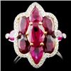 Image 1 : 18K Gold 4.50ct Ruby & 0.18ctw Diamond Ring