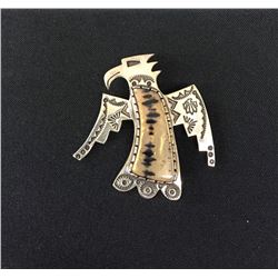 Sterling Eagle Pendant With Montana Agate