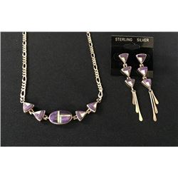 Channel Inlay Necklace Set -Sugalite & Opal