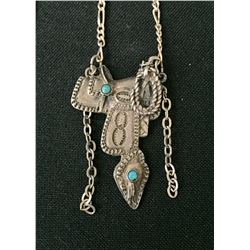Vintage Saddle Necklace – Turquoise & Sterling