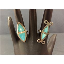Pair of Sterling With Turquoise Inlay Rings
