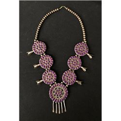 Unique "Cluster" Squash Blossom  Necklace -Sugalite