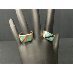 Pair of Vintage Sterling Inlay Rings
