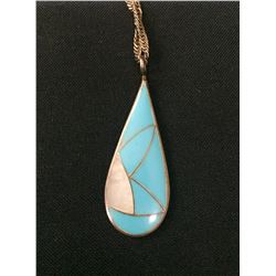 Turquoise and Mother of Pearl Inlay Necklace