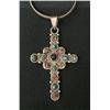 Image 2 : Multi-Stone Sterling Cross Pendant Necklace