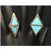 Image 1 : Pair of Sterling & Turquoise Channel Inlay Rings