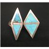 Image 2 : Pair of Sterling & Turquoise Channel Inlay Rings