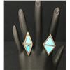 Image 5 : Pair of Sterling & Turquoise Channel Inlay Rings